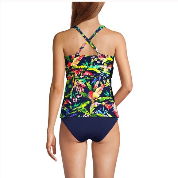 Lands' End V-Neck Plunge X Back Tankini Top - Size: Extra Small - NWT - Picture 3 of 11